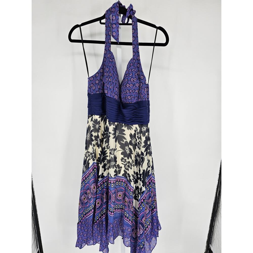 Signature by Sangria Purple and Cream Halter Midi Dress
